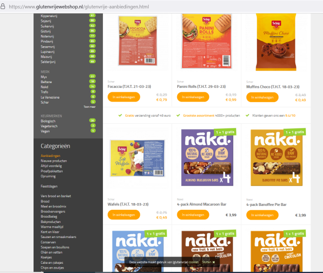 Nu bij glutenvrijewebshop.be alle Nakd repen...