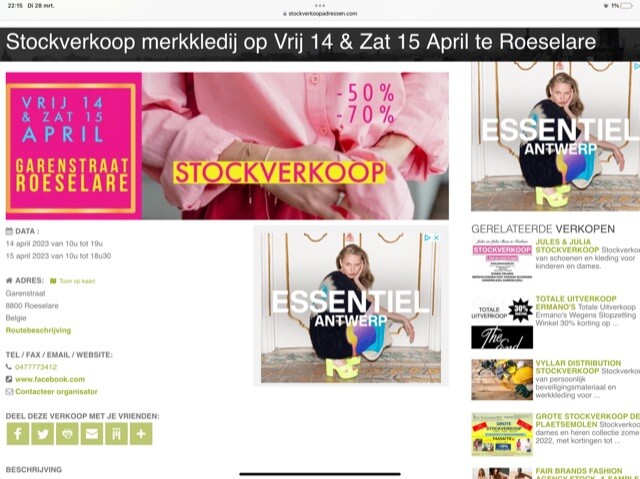Stockverkoop merkkledij op Vrij 14 & Zat 15 A...