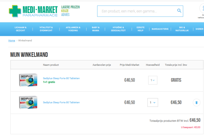Stuntactie bij medi-market: 1+1 gratis op mee...