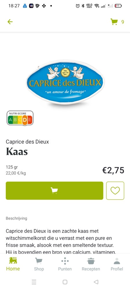 Bij Delhaize verschil prijs Caprice des dieux...