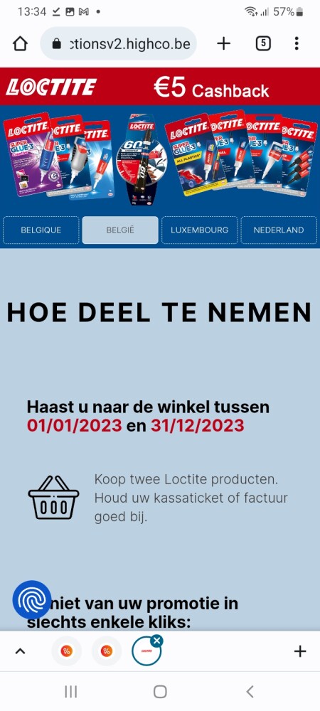 5€ terugbetaald bij aankoop v 2 producten v L...