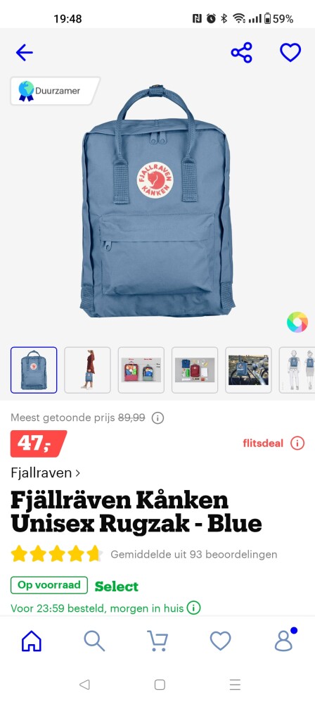 Op bol.com fjällräven känken rugzak 16L aan -...