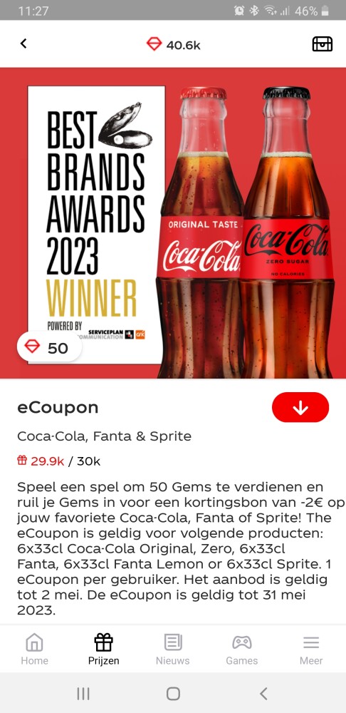 Via de gratis coca cola app kan je een kortin...