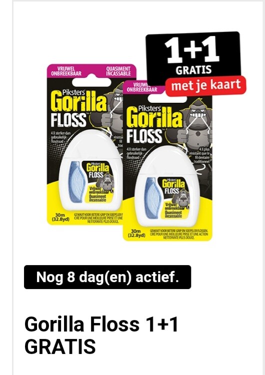 Kruidvat clubpromo 1+1 gratis gorilla floss m...