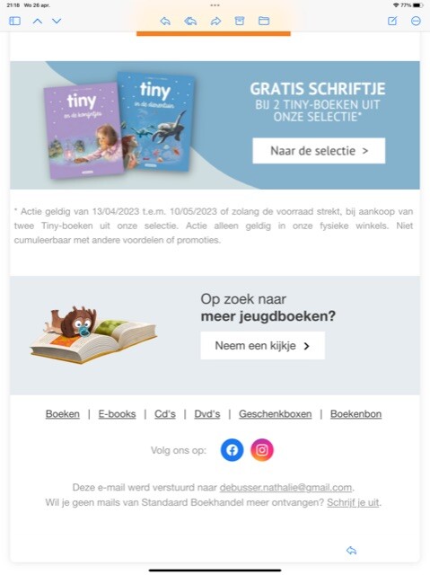 Gratis schriftje bij aankoop van 2 Tiny boeke...