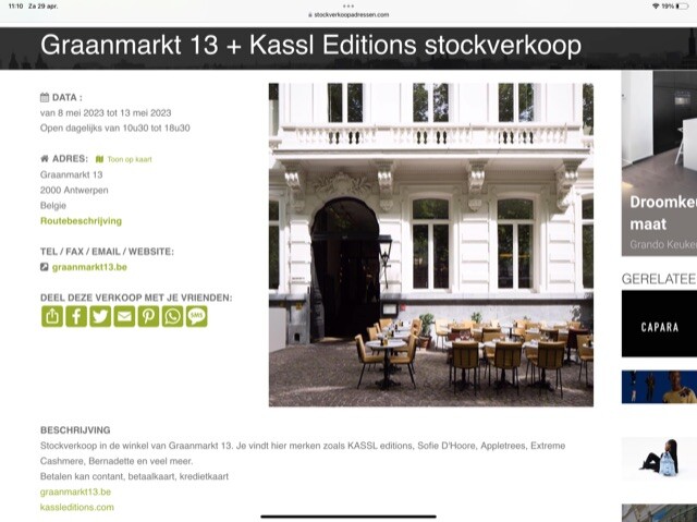 Graanmarkt 13 + Kassl Editions stockverkoop...