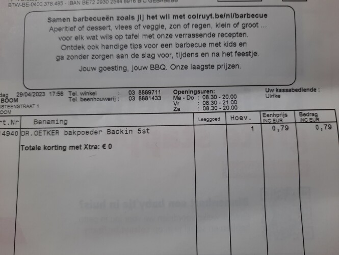 Colruyt dr oetker bakpoeder backin 5st twv 0....