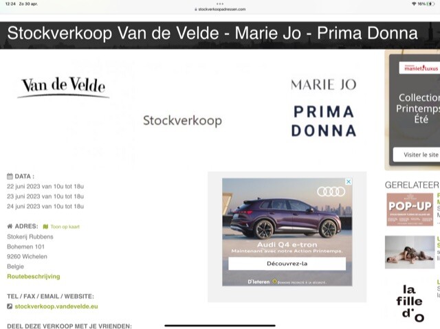 Stockverkoop Van de Velde - Marie Jo - Prima...