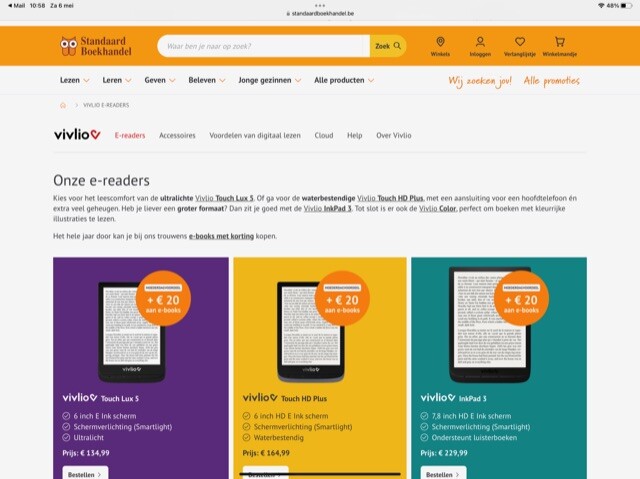 Koop je tussen 6/5 en 14/5 een Vivlio e-reade...
