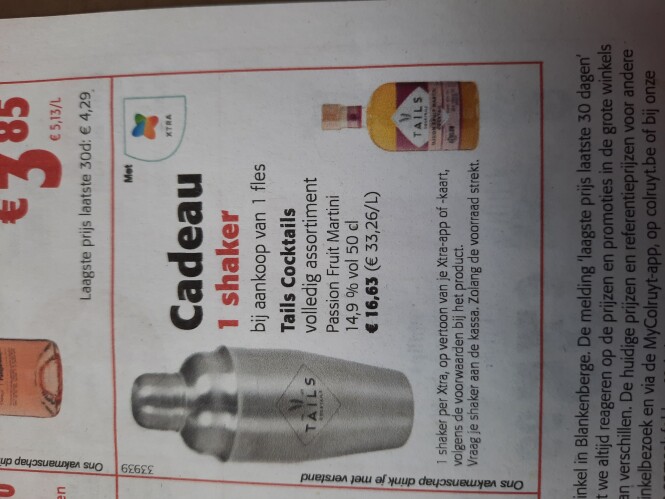 Colruyt Vanaf 17/5 1 shaker cadeau bav 1 fles...