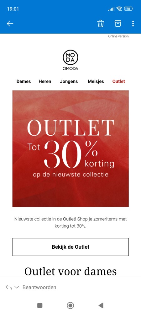 Outlet bij omoda.be tot 30% korting op een se...