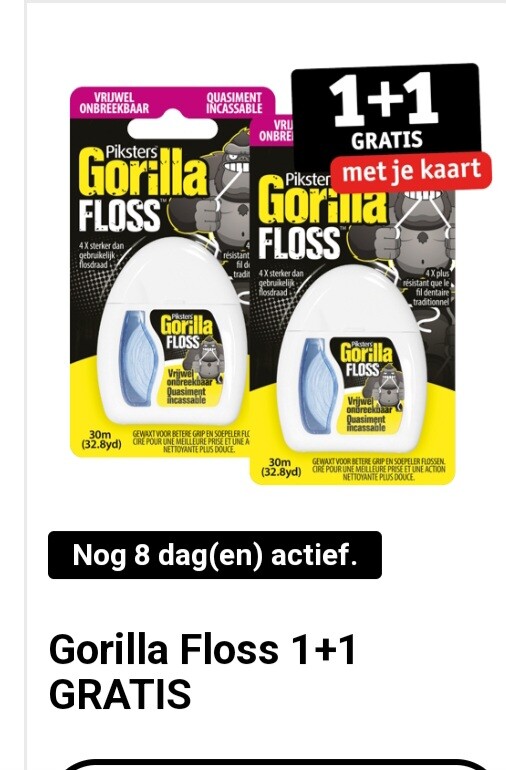 Kruidvat clubpromo 1+1 gratis gorilla floss m...