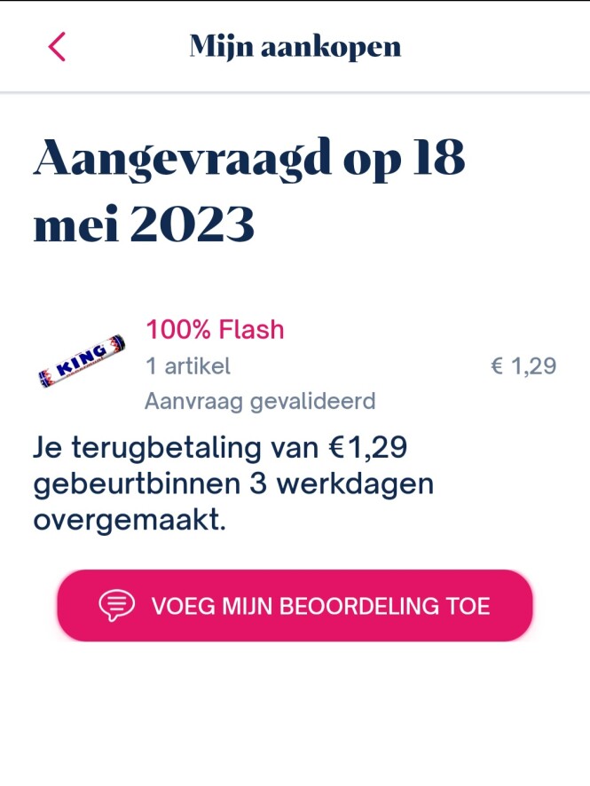 Shopmium cashback 100% terugbetaald king munt...