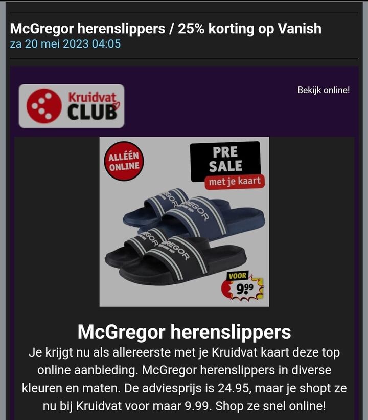 Vandaag Mc Gregor slippers aan 9.99€ ipv 24.9...