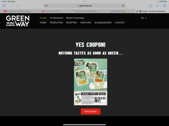 2,5€ korting op green way producten inschrijv...
