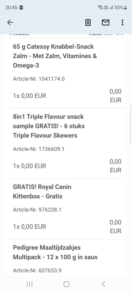 Ik heb zonet bestelling geplaatst op Zooplus....