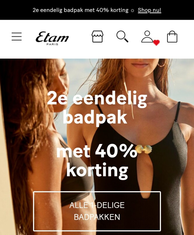 etam.be 2e eendelig badpak met 40% korting