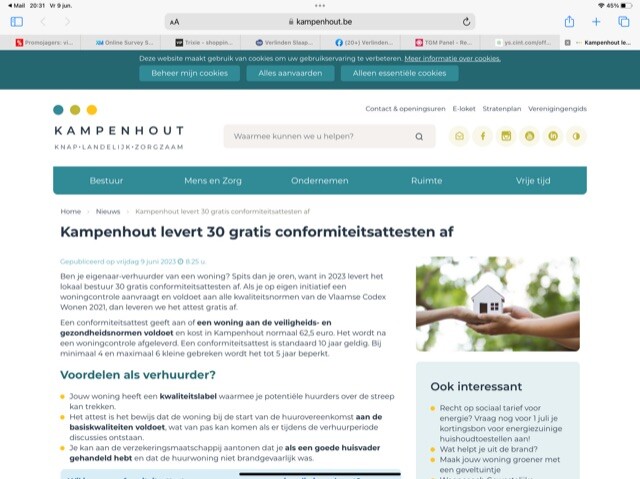 Kampenhout levert 30 gratis conformiteitsatte...