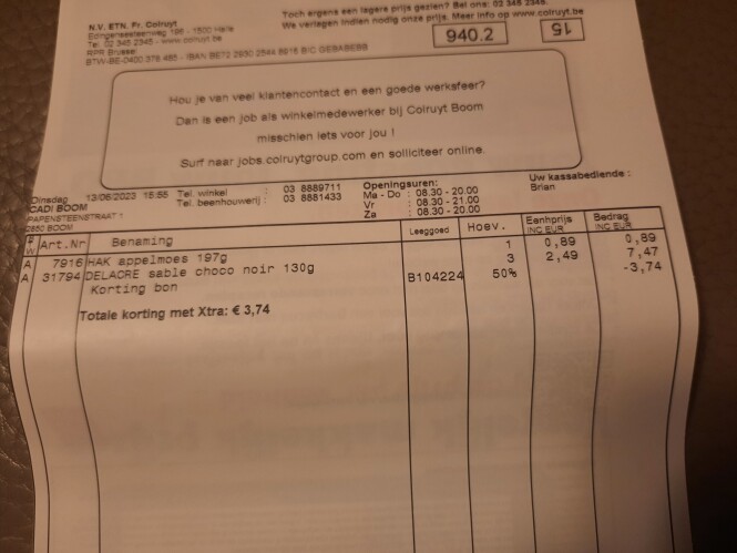 Colruyt delacre sable choco noir -50% bav 2 H...