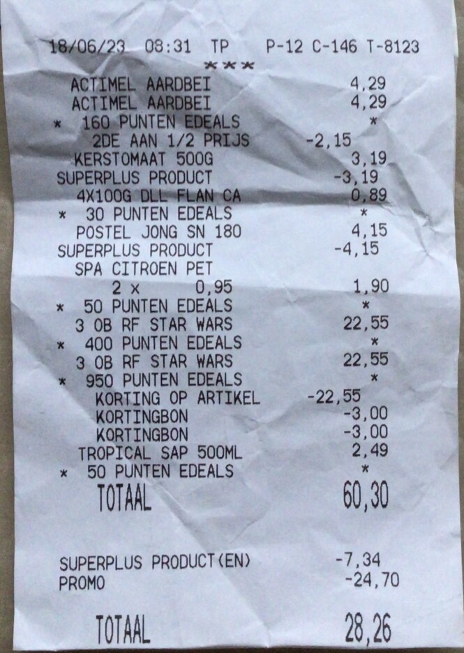 Delhaize 18/6 Actimel aardbei 2de aan halve...