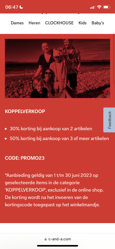 Koppelverkoop bij C&A op de items in de cate...