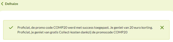 20euro korting bij Delhaize + gratis levering...