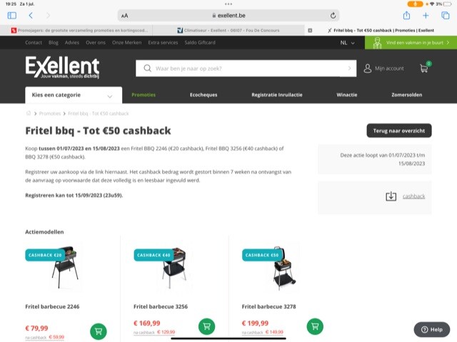 Fritel bbq - Tot €50 cashback Koop tussen 01/...