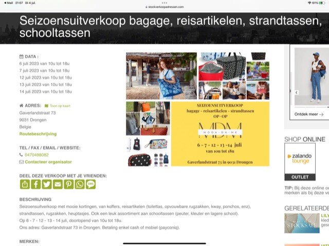 Seizoensuitverkoop bagage, reisartikelen, str...