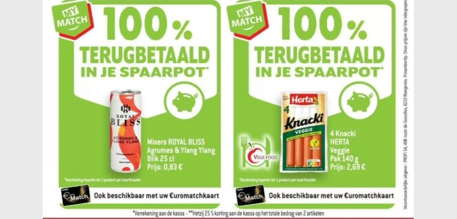 Match 19 t/m 25 juli 100% terugbetaald mixers...