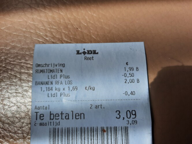 Lidl met de coupins in de app korting op roma...