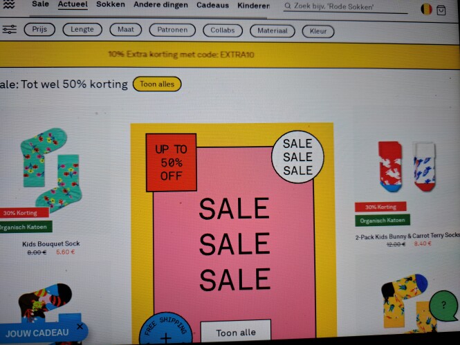 happysocks.com 10% extra korting