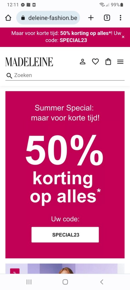 -50% bij aankoop v min. 99€ op zomercollectie...