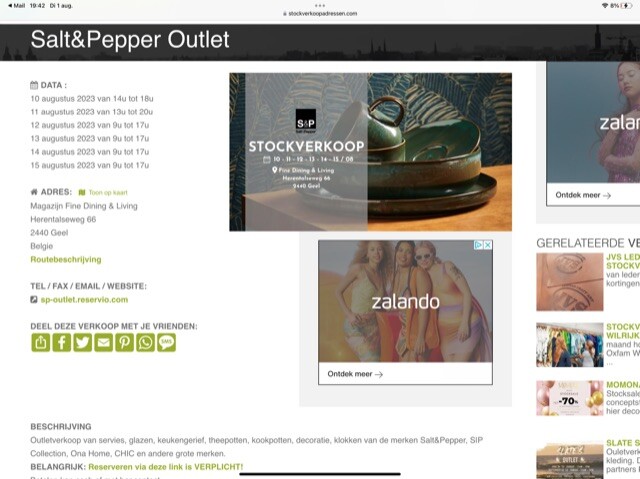 Salt&Pepper Outlet 10 tot 15/8 Magazijn Fine...