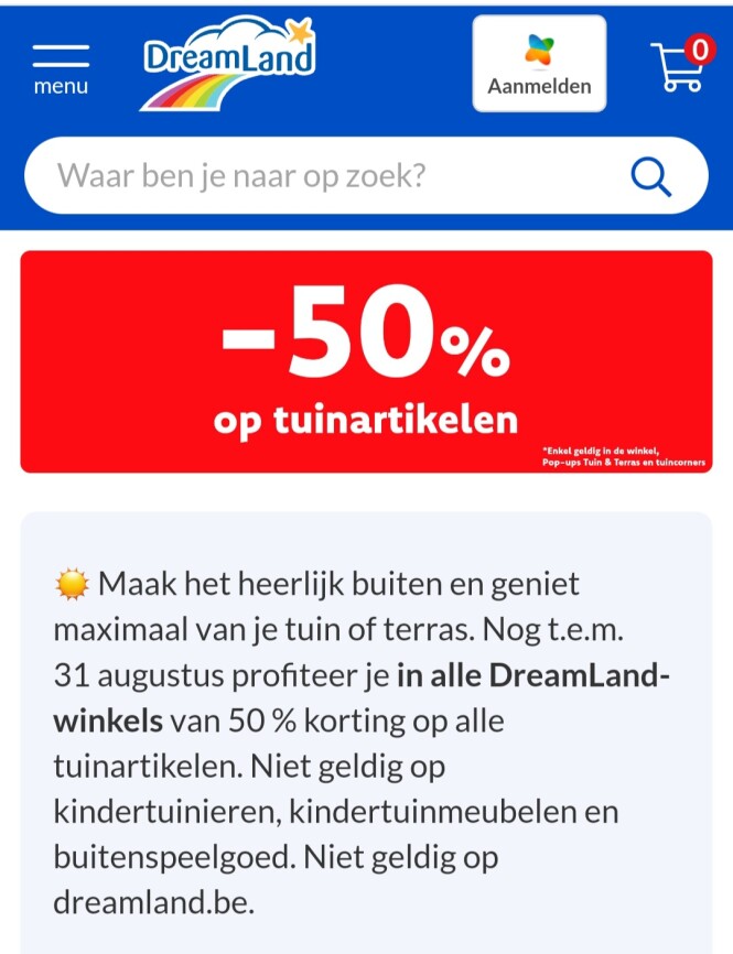Dreamland -50% op tuinartikelen geldig t.e.m....