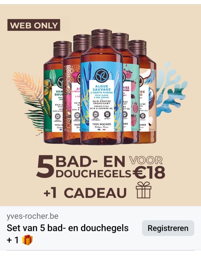 Web only 5 bad- en douchegels voor maar €18 +...