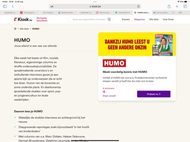 Humo actie 4 weken voor 4 euro https://www.ki...