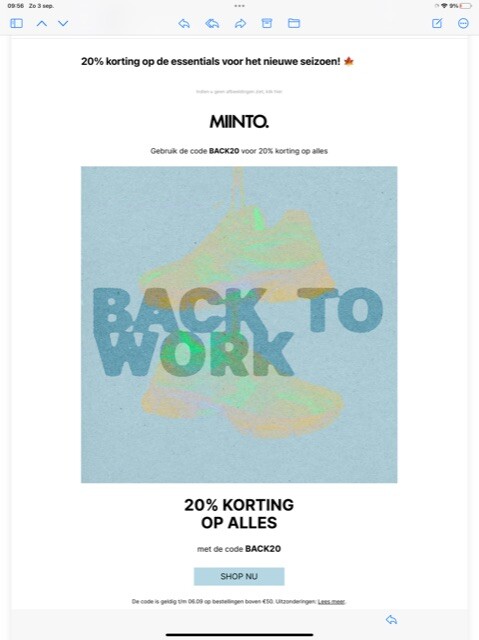 20% KORTING OP ALLES De code is geldig op bes...