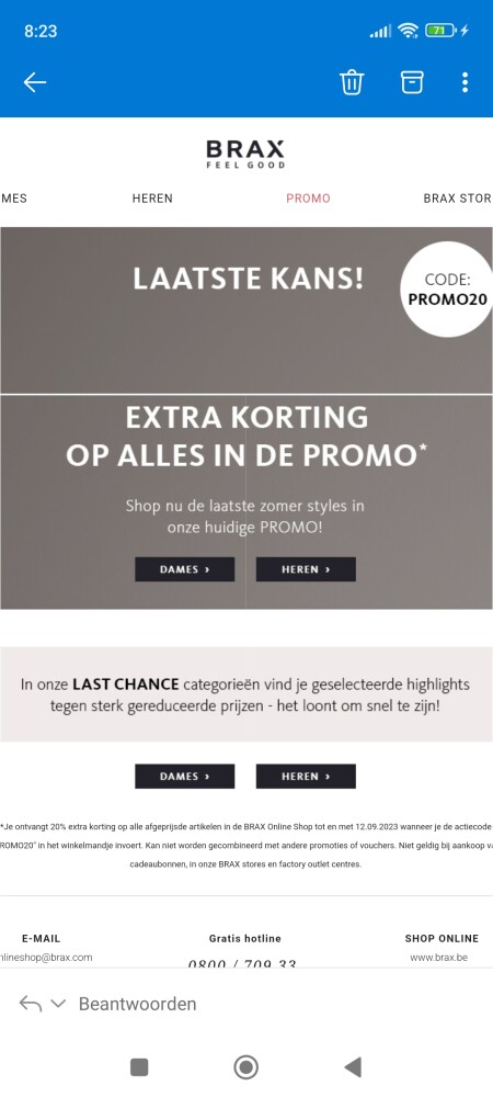20% extra korting op alle afgeprijsde artikel...
