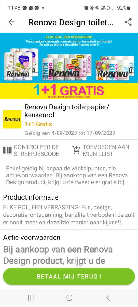 MyShopi renova toiletpapier/keukenpapier 1+1...