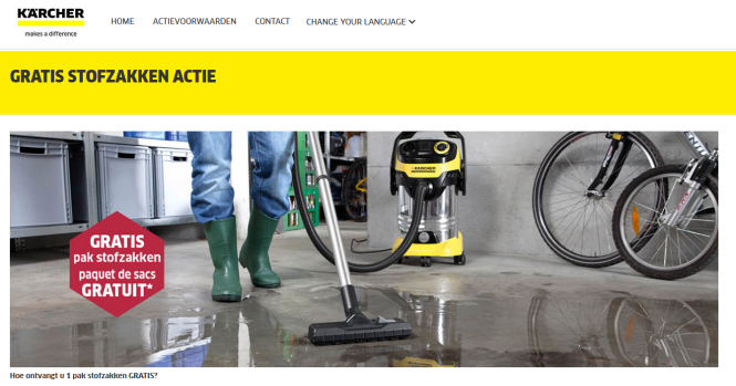 Karcher Gratis pak stofzakken bij aankoop van...