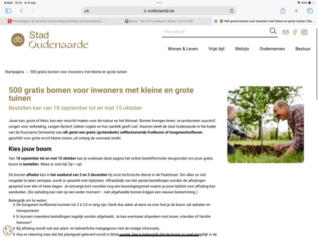 500 gratis bomen voor inwoners met kleine en...