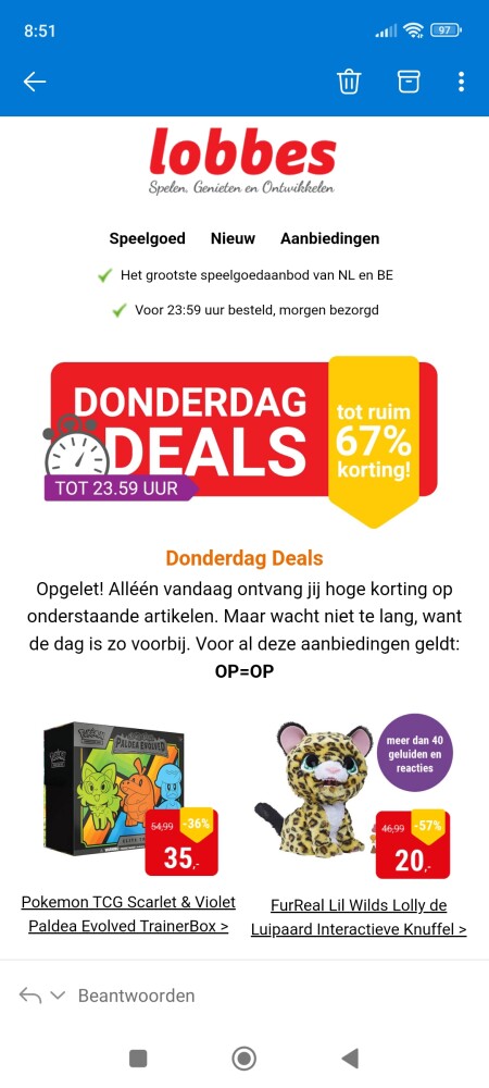 Donderdag deal bij Lobbes.nl: tot -67% op een...