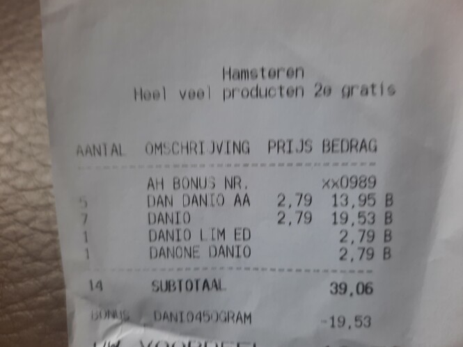 Albert heijn danio 1+1 gekocht