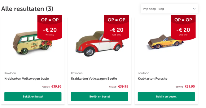 Op de webshop van Aveve loopt er een op = op...