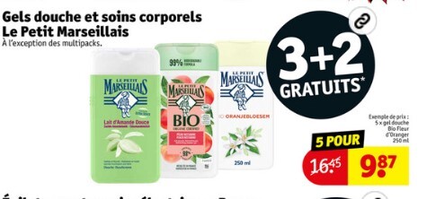 Kruidvat gel douche pt MARSEILLAIS 3+2