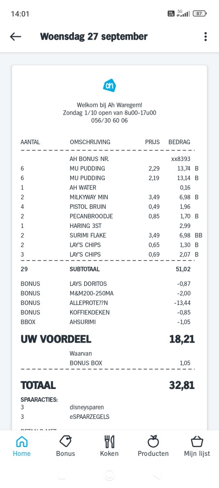 €18,21 korting bij ah: lays 5 voor €2,50; mil...