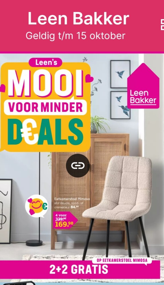 Leenbakker t/m 15 oktober 2+2 gratis op eetka...
