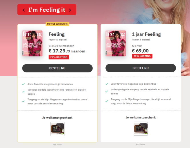 Neem een abonnement op Feeling voor €69/j ipv...