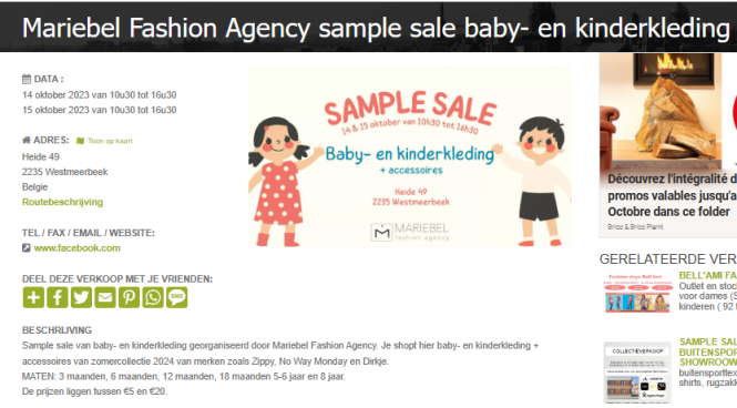 Mariebel Fashion Agency sample sale baby- en...