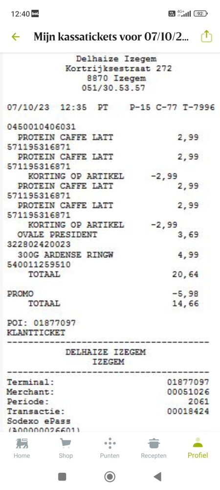 Aankopen Delhaize: 1+1 gratis op Melkunie pro...